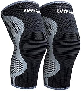 Befekt Gears Knee Support for Men Women, [2 Pack] Breathable Anti-Slip Knee Brace Compression Sleeve - Ideal for Arthritis, ACL, Meniscus Tear, Knee Pain Relief & Injury Rehabilitation Sports