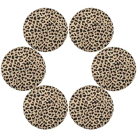 Aslsiy Leopard Pattern African Animal Round Placemats Set of 6 Fur Leopard Texture Table Mats for Kitchen Place Mats for Home Holiday Party Decor 15 inch Cover