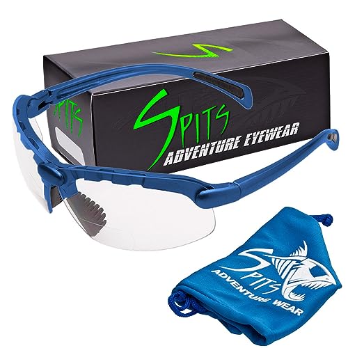 Spits Eyewear Top Or Bottom Bifocal Safety Glasses (Frame Color: Blue, Magnifier: 1.50 TOP Clear)