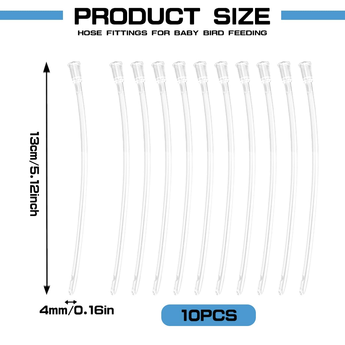 ZJIVQO 10 PCS Baby Bird Feeding Tubes,Transparent Young Birds Parrot Hose,12cm Soft Tubes 4mm Diameter Ideal for Budgerigar Feeding Essential Bird Care Supplies - Image 2