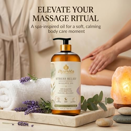Image of Stress Relief Aromatherapy Massage Oil - Relaxing Spa Massage Oil for Better Sleep, Full Body Relaxation & Calming Skin Nourishment | 300ml