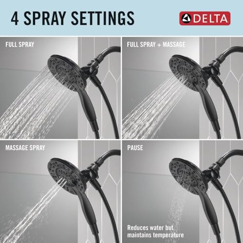 Delta In2ition pommeau douche double 4 jets noir mat économie eau - 6