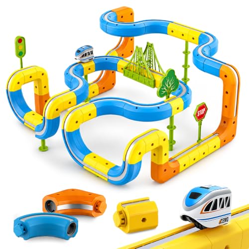 Image of Kidology 108Pcs Magnetic Train Track Set for Kids | Anti Gravity Vertical Climb Train Toy with a Rechargeable Trains | STEM Building Toy for Boys & Girls | Birthday Gift