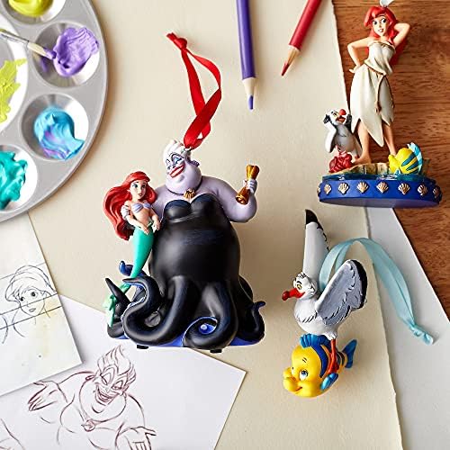 Disney Store Official Ariel Hanging Ornament, The Little Mermaid, 11cm/4", Christmas Tree Decoration Featuring Ariel, Flounder, Sebastian and Scuttle, Resin Sculpted Design, Painted Details