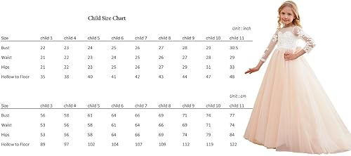 Miniatura 6 de Vestido de princesa de manga larga con encaje de marfil blanco para niña de flores, vestido de desfile GZY202