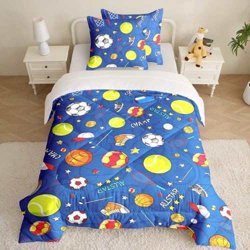 CINYE Kinder Bettdecke 140×200 Set-Bälle Ganzjahresdecke für Jungen-4 Jahreszeiten Bettdecken Mit 2 Kissenbezugs 80×80 cm-Weiche Microfaser Steppdecke CINYE Kinder Bettdecke 140×200 Set-Bälle Ganzjahresdecke für Jungen-4 Jahreszeiten Bettdecken Mit 2 Kissenbezugs 80×80 cm-Weiche Microfaser Steppdecke