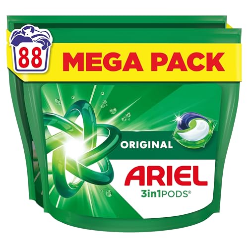 Ariel Pods 3en1 Original, Lessive en Capsules, 88 Lavages (44x2), Action Détachante En 1 Seul Lavage, Dissolution Rapide Même à Froid, Fabriqué en France