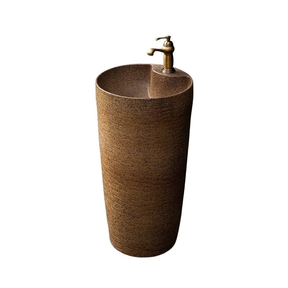 Freestanding Bathroom Sink Freestanding Bathroom Pedestal Sink with Faucet and Drain Indoor and Outdoor Ceramic Wash Basins Pedestal Sink