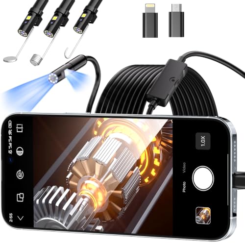 Cámara de Endoscopio con Luz para Android e iPhone, Borescopio HD 1920P