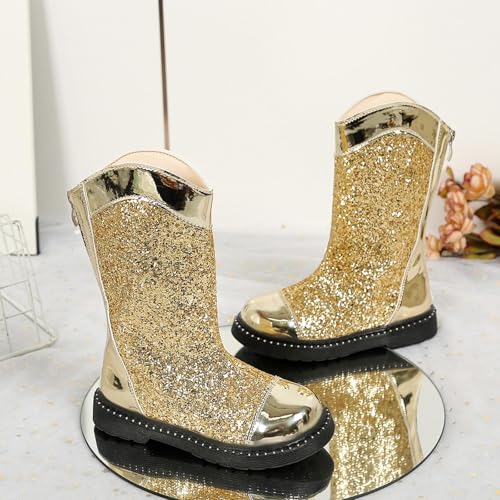 Girls Sparkly Rain Boots Waterproof Glitter Mid Calf Non Slip Rubber Boots Outdoor Party Fashion Shoes3