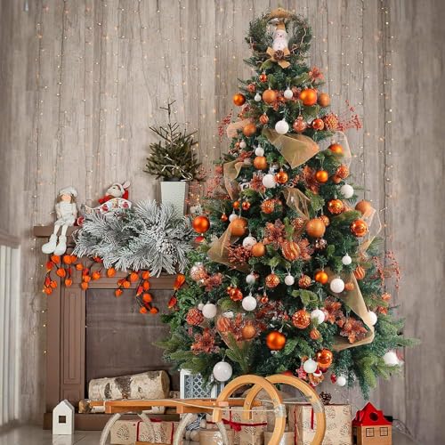 Christmas Balls Ornaments -36pcs Shatterproof Christmas Tree Decorations with Hanging Loop for Xmas Tree Wedding Holiday Party Home Decor,6 Styles in 3 Sizes(Orange) - image 6