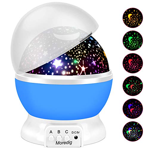 Image of Moredig Baby Projector Night Light, Rotating Baby Light Projector Star Night Lights Projector for Kids Room, Kids Night Light with 8 Lighting Modes Gifts for Baby Boy Gift - Blue
