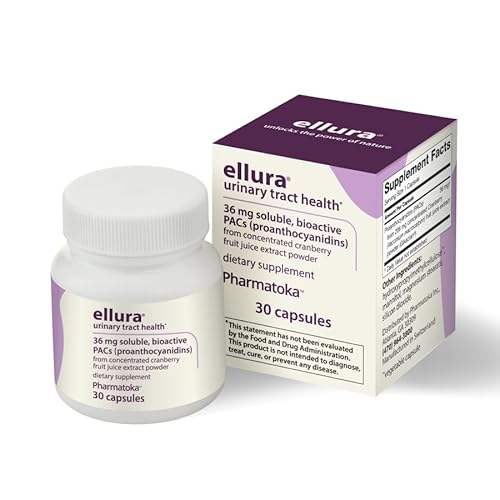 ellura 36mg Clinically Proven Soluble, Bioactive PACs – 100% Concentrated Cranberry Fruit Juice Extract, for UTI Support & Urinary Tract Health, 30 Capsules.