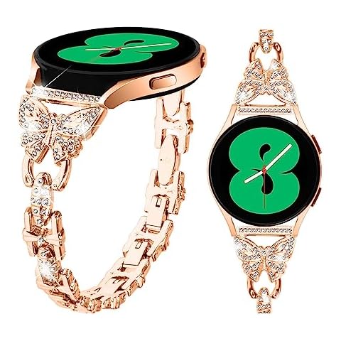 HYHMXB Compatible with Samsung Galaxy Watch 42mm/ Active/Active2 40/44mm/Galaxy Watch 4 /S2 Classic/Gear Sport/S4 R720 R730, Easy Adjustable 20mm Butterfly Wristband Bracelet for Women,Shiny Diamond Cover