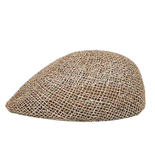 ASO-SLING Womens Breathable Straw Cabbie Hat Fashion Retro Newsboy Cap Unisex Comfort Paperboy Hats for Summer