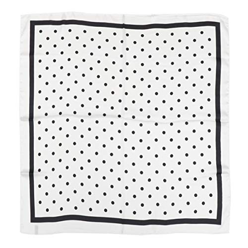 PRETYZOOM - Pañuelo de muselina de seda con lunares, pañuelo cuadrado de seda, pañuelo de playa, pañuelo de satén, pañuelo de pelo, color rojo Blanco blanco
