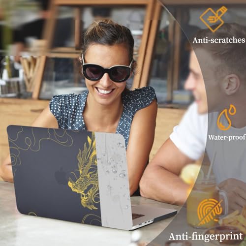 Carcasa MacBook Pro 13 A1278 de alta resistencia estilo dragón de oro con protector teclado 2
