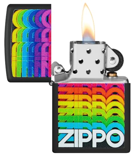 Image of Zippo Techno Design Black Matte,Windproof Pocket Fuel Refillable Lighter, BIS Certified
