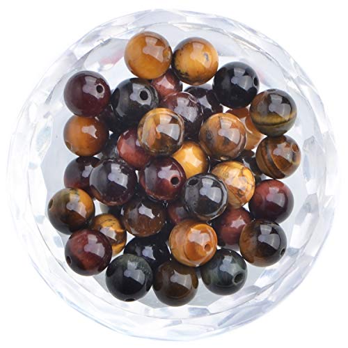 Image of 100PCS Three Colors Tiger Eye Gemstone Loose Beads Natural 8mm Round Multi Color Energy Stone Power Beads for Jewelry Making (Multi-Color Tiger Eye, 8MM)