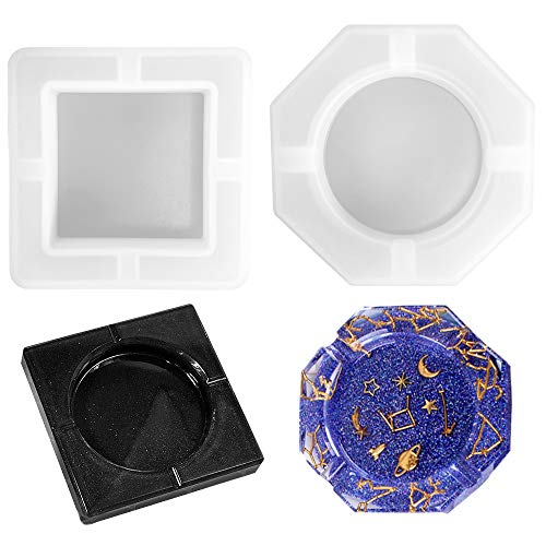 Daimay 2 Pack Silicone Ashtray Resin Mold DIY Jewelry Container Box Holder Mold Square Epoxy Art