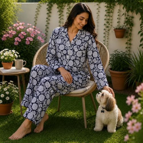 Image of Huar Cotton Pajamas Set for Women - Luxurious Cotton Womens Pajama Sets - Comfortable Christmas PJ Set, Breathable & Light Pj