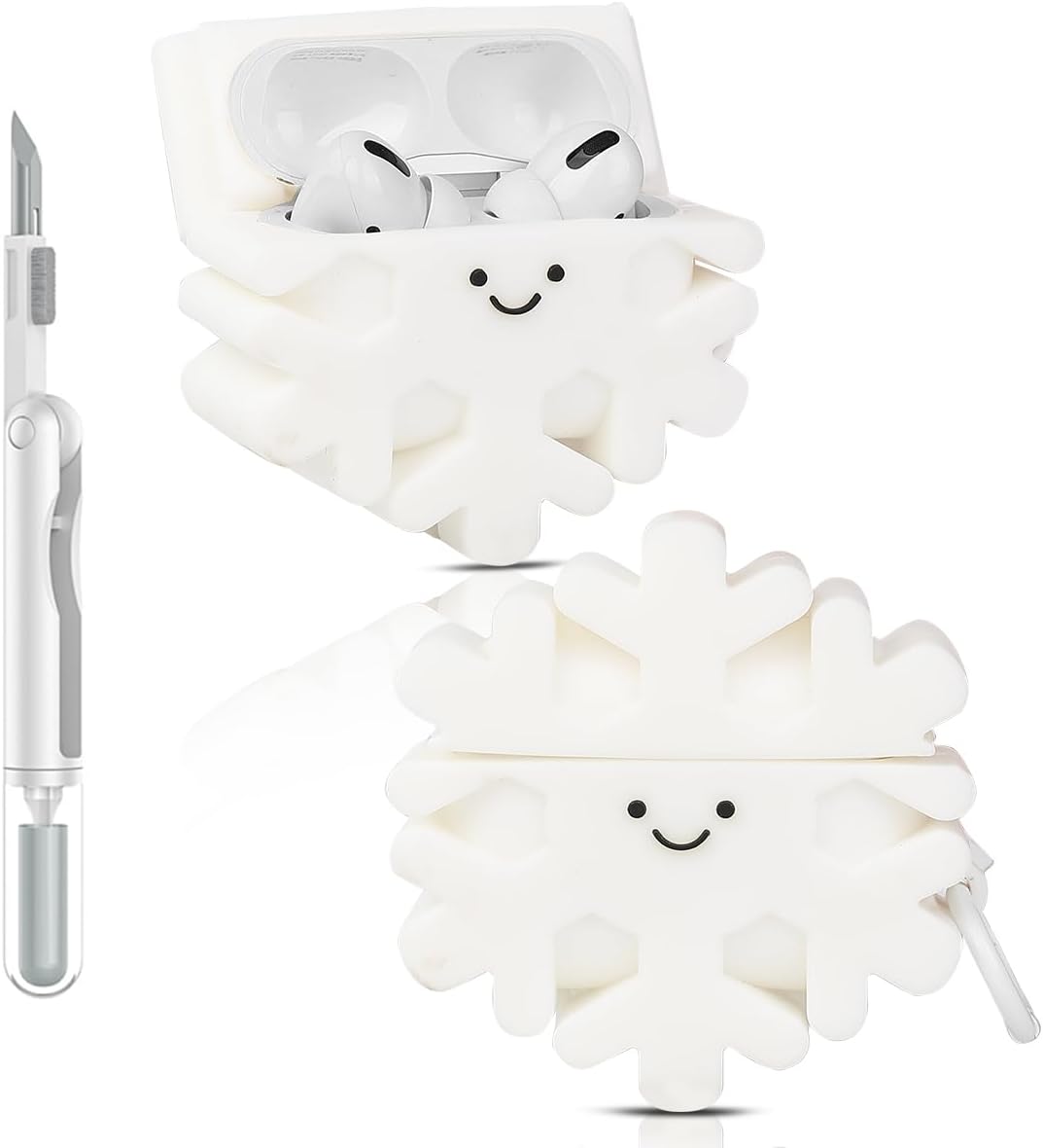 Case for AirPods Pro 2nd/1st Generation | for AirPods Pro 1/2 | Silicone Protective Cover | Cute Cartoon Skin Design | with Cleaning Kit | Varied Wireless Earbuds Case for Boys Girl (Snowflake)