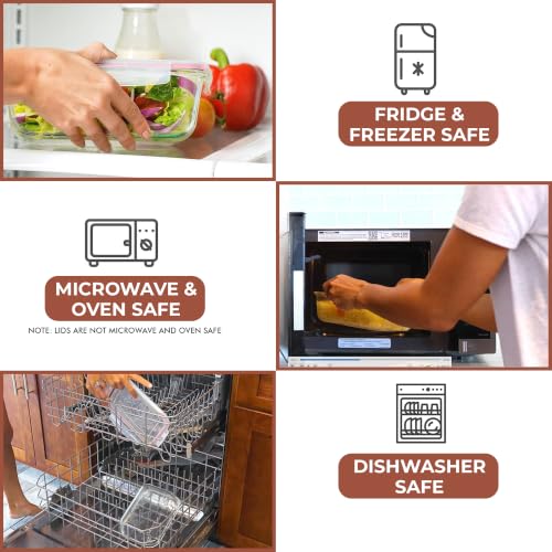 Image of Razab 6.5 Cups / 52 Oz 4 Piece (2 Containers + 2 Lids) Glass Food Storage Containers Set with Airtight Locking Lids - For Storing, Baking & Serving BPA Free, Leakproof - Microwave, Freezer & Oven Safe