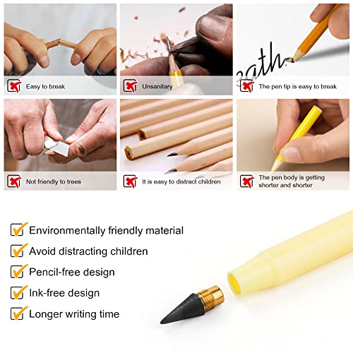 Image of AUAUY 20PCS Inkless Pencil Replaceable Refill, Infinite Pencil Replaceable Graphite Nib, Graphite Nib Metal Inkless, Everlasting Pencils Replacement Head for Writing Drawing Office School Supplies