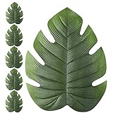 BHSHUXI Manteles individuales de hojas de EVA, 6 manteles individuales de hojas de imulación con forma de tortuga, hojas de plantas artificiales para mesa de comedor, decoración de la boda del hogar