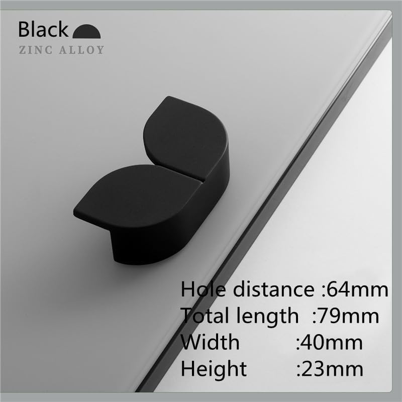 Zinc Alloy Kitchen Cupboard Knobs and Handles Brushed Copper Cabinet Handle Wardrobe Door Drawer Pull Furniture Hardware 2Pcs(6255-64mm Black)