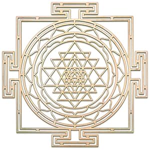 Fourth Level MFG 12″ Sri Yantra Maze, Sacred Geometry Wood Wall Art, Crystal Grid Board, Yoga and Zen Meditation Room Decor, Good Spiritual Chakra Energy Altar Decoration