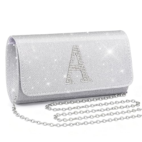 Image of Silver Clutch Purses for Women Personalized