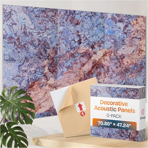 Image of XL Acoustic Wall Panels 6-Pack Decorative Acoustic Panels High Density Sound Absorbing Wall Art 70.86X47.24 Inches with Self-adhesive for Studio Home and Office - Sonic Orbit