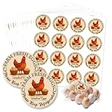 GOMAKERER 320 Pcs Farm Fresh Egg Carton Labels, Colorful Round Egg Handling Stickers Waterproof Self-Adhesive Egg Packaging Stickers for Box Container Carton Farm Supplies