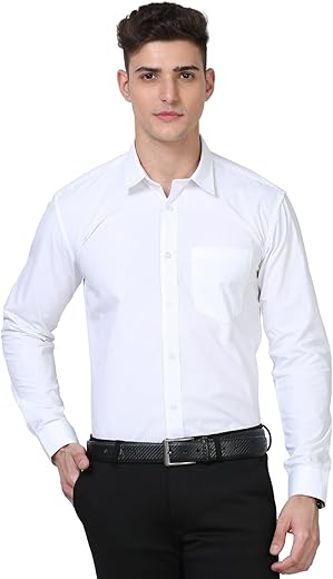 Scott International Shirt for Men, Solid Full Sleeves Shirt, Wrinkle Free Mens Shirts, Cotton Formal Shirts, Regular Fit Stylish Mens Shirt, Plain Formal Shirts for Men