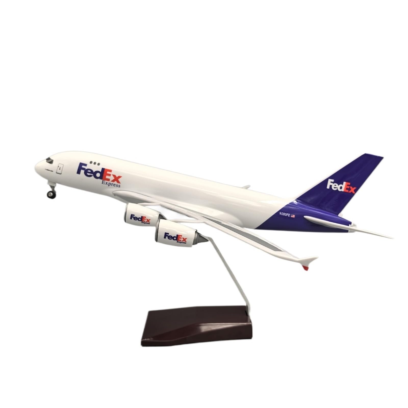 Modello Ridotto Aereo Aereo in Metallo Pressofuso da 36 Cm, Scala 1:200, Modello di Aereo Passeggeri Cargo for FedEx A380 con Ruote Aerei Modellini in Scala(with Light)