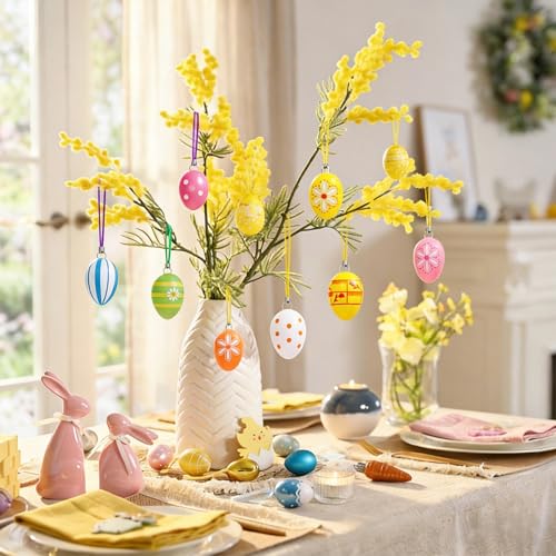 100 Stück Aufhänger für Ostereier, Ostern Deko, Ostereier zum Aufhängen, Bunte Schnur zum Aufhängen, Ostern Eieraufhänger Kugelaufhänger, Plastikeier Metallhaken, für Kunststoffeier, Osterdekoration