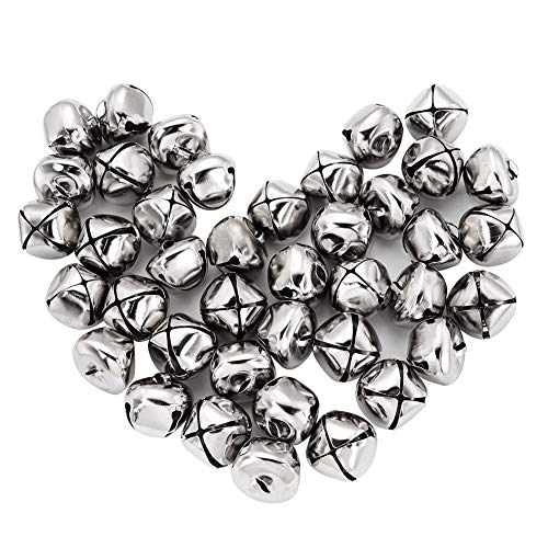 Suneast 100 Stück Weihnachts Glöckchen Schellen Metall Dekoration Glocken DIY Basteln Jingle Bells mit Öse für Weihnachtsbaum Anhänger Schmuckherstellung Hochzeit Haustier Handwerk - Silber - 6mm Cover