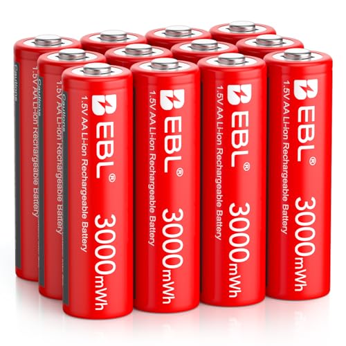 EBL AA Rechargeable Lithium Batteries 12-Pack