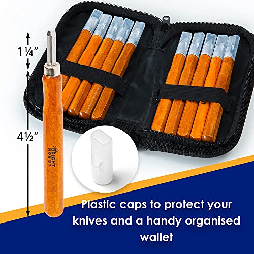Bright Hobby\'s 26-Piece Wood Carving Tools Kit for Beginners with Carpentry Knives, Sanding Paper, Knife Sharpening Stone, Cut-Resistant Glove and Finger Protectors, Canvas Bag and Accessories - Thumbnail 5