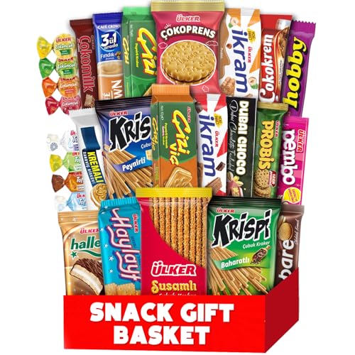 International Food Hamper Variety Pack 35 Count Premium Foreign Rare Snack Food Gift Set Assorted Snack Selection Turkish Snacks Variety Pack for Adults and Kids