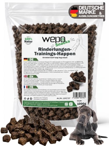WEPO 1kg Rinderlunge getrocknet - Rinderlungenwürfel für Hunde - Dog Treats