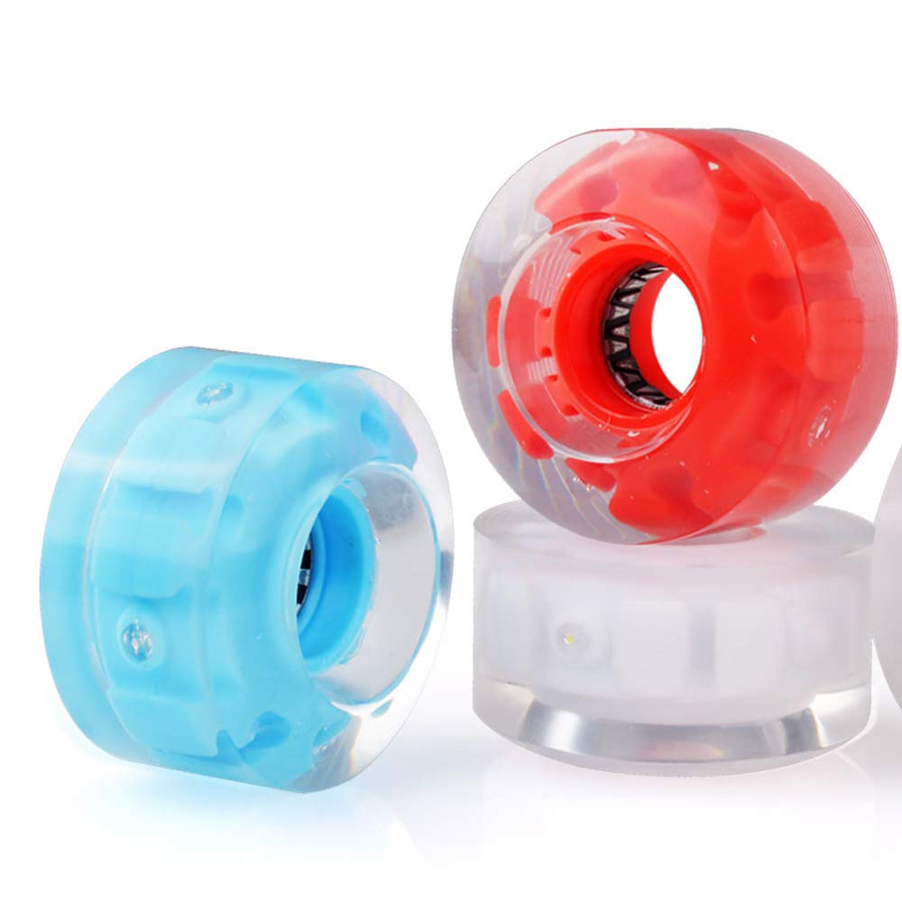 8 Paquet Roues pour Patins à roulettes Lumineuse avec Roulements ABEC-9 Installés 32mm x 58mm Roues de Patin à roulettes Quad pour Le Patinage à Double Rangée (Blanc)