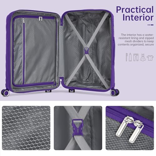 Image of Carry On Luggage 22x14x9 Airline Approved, 20 Inch Expandable Hardshell Luggage Carry-on Suitcases with Spinner Wheels, Carry On Suitcase Set for Women (PURPLE)