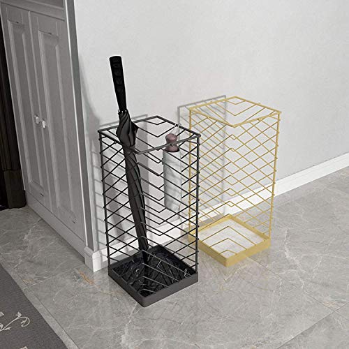 Porte-Parapluie Maille Métallique Noire avec Base Marbre Chic - 7
