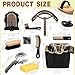 Abbylike 12 Pieces Horse Grooming Kit with Organizer Tote Bag Tack Room Supplies Horse Brush Sets Equine Care Cleaning Kit Shedding Grooming Massaging Tools(Khaki)