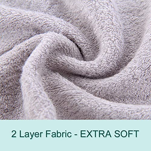 Image of HIPHOP PANDA Ultra Soft Hooded Baby Towel - 2-Layer Thick 500GSM Absorbent | Rayon Made from Bamboo, Hooded Bath Towel for Newborn, Infant, Toddler, Baby Registry - Hippo, 30x30 In