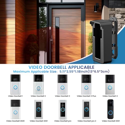 Odporny na deszcz dzwonek do drzwi z uchwytem 45-135°, kompatybilny z wideo Doorbell Wired/Pro-Pro2/4/3 Plus/3/2/1/akumulator), regulowany uchwyt montażowy