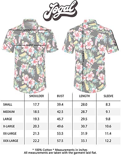 Jogal Men's Flower Casual Short Sleeve Aloha Hawaiian Shirt (Yellow, Medium) #TOP6