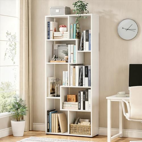 Image of ABOUT SPACE Book Shelf for Home - 8 Shelves, Modern Engineered Wood Book Rack for Study Room, Book Organizer Stand for Library, Bedroom, Living Room, Office (L 60 x B 24 x H 161cm -White)